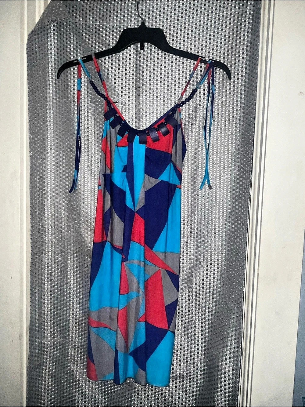 Geometric Maxi Dress in Blue & Red